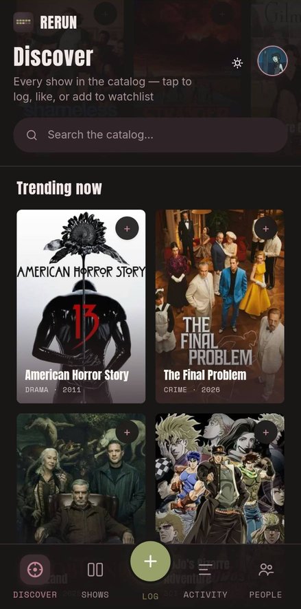 Trending now grid of show posters on the Discover screen
